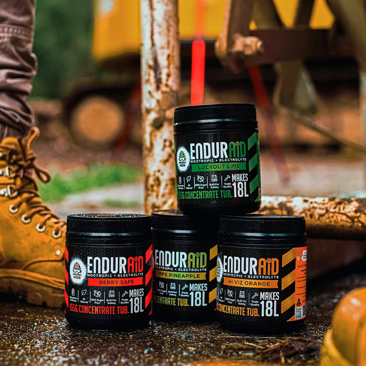 enduraid electrolyte powder tubs all together