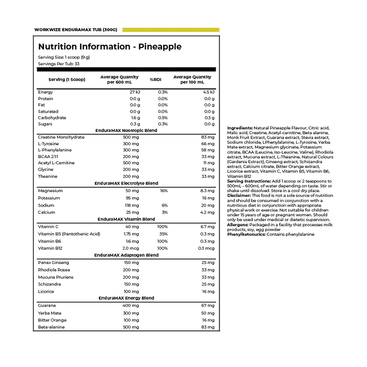nutrition information eduramax 300g max-t300p