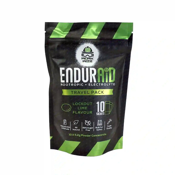 enduraid 10 lime sachets nootropic electrolyte drink for fatigue relief front