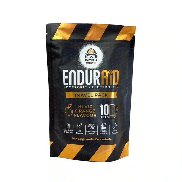 enduraid 10 orange sachets nootropic electrolyte drink for fatigue relief front