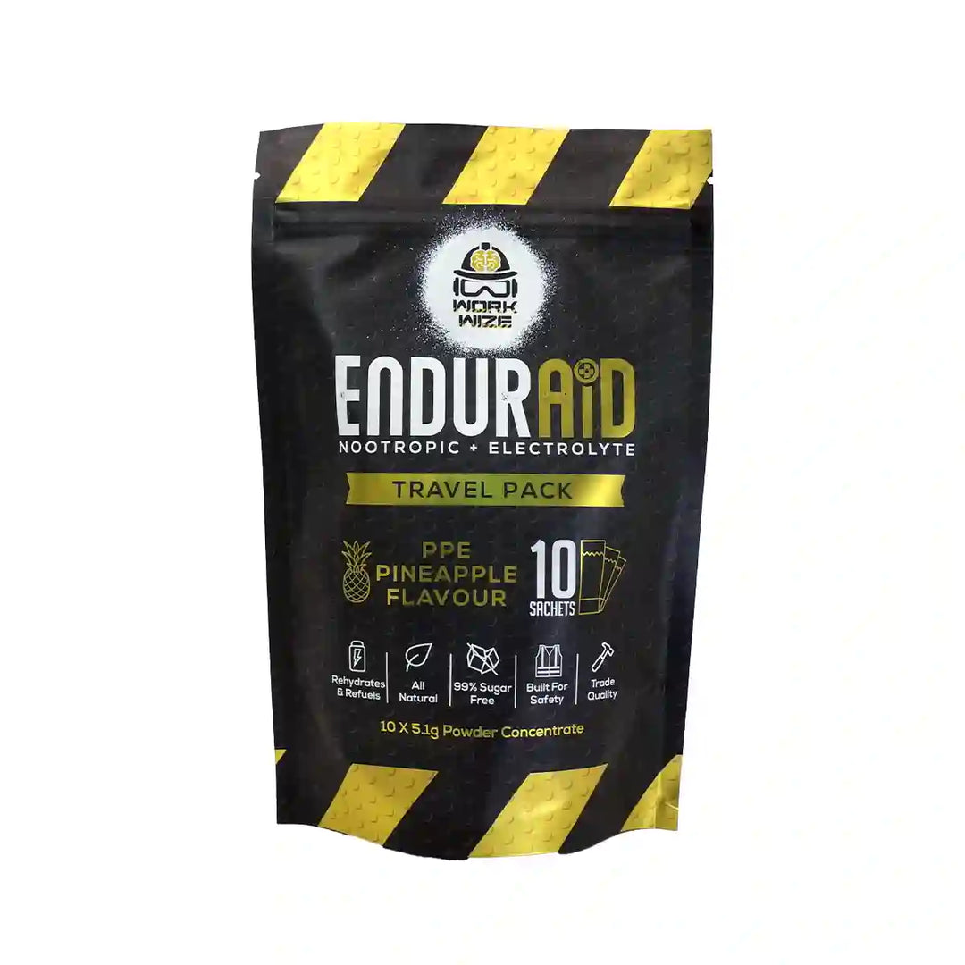 enduraid 10 pineapple sachets nootropic electrolyte drink for fatigue relief front