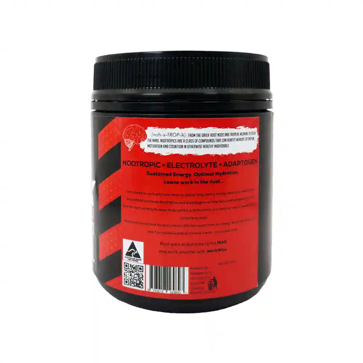 enduramax tub strawberry 300g electrolyte powder for workplace safety side 1